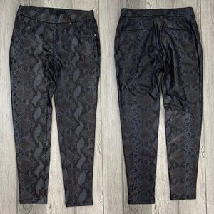 Eric Womens Size 4 Blue Snakeskin Pull On Faux Leather Ankle Legging Pants